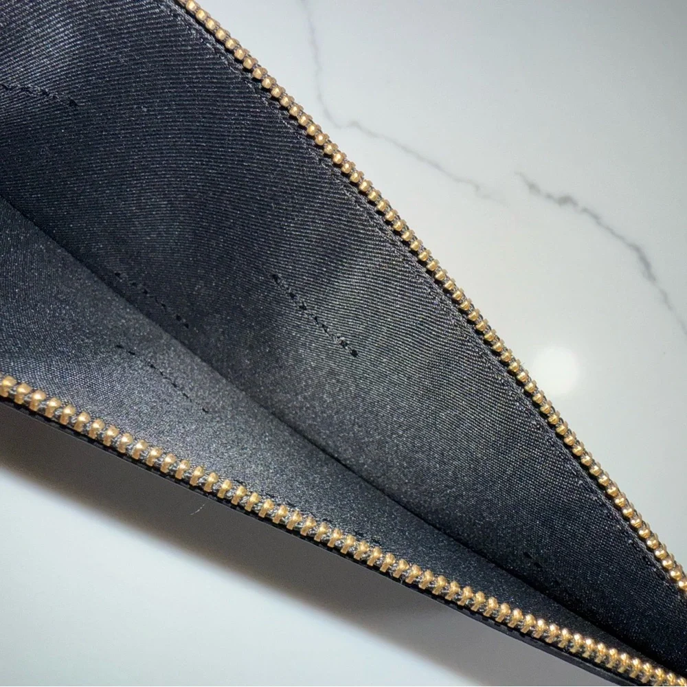Coach Black Leather Slim Zip Pouch Wallet Unisex - Picture 6 of 10